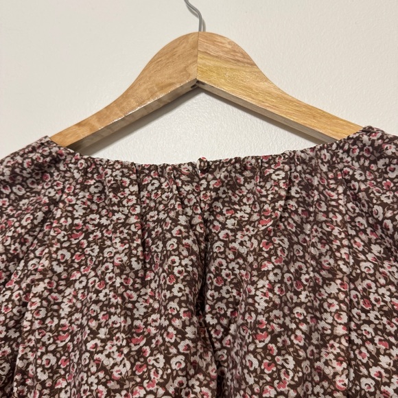 Abercrombie & Fitch Floral Puff Sleeve Blouse Size XS Brown - Picture 5 of 7